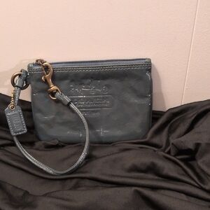 Coach Dark Green/Blue Wristlet- Only Call-out Is Slight Fade In Back Left Corner